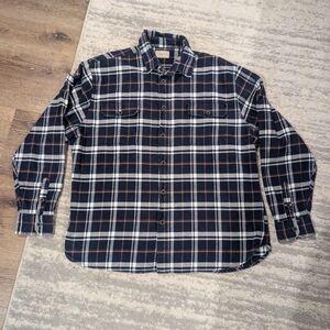 Jachs Men's Navy and White Plaid Button Down Shirt